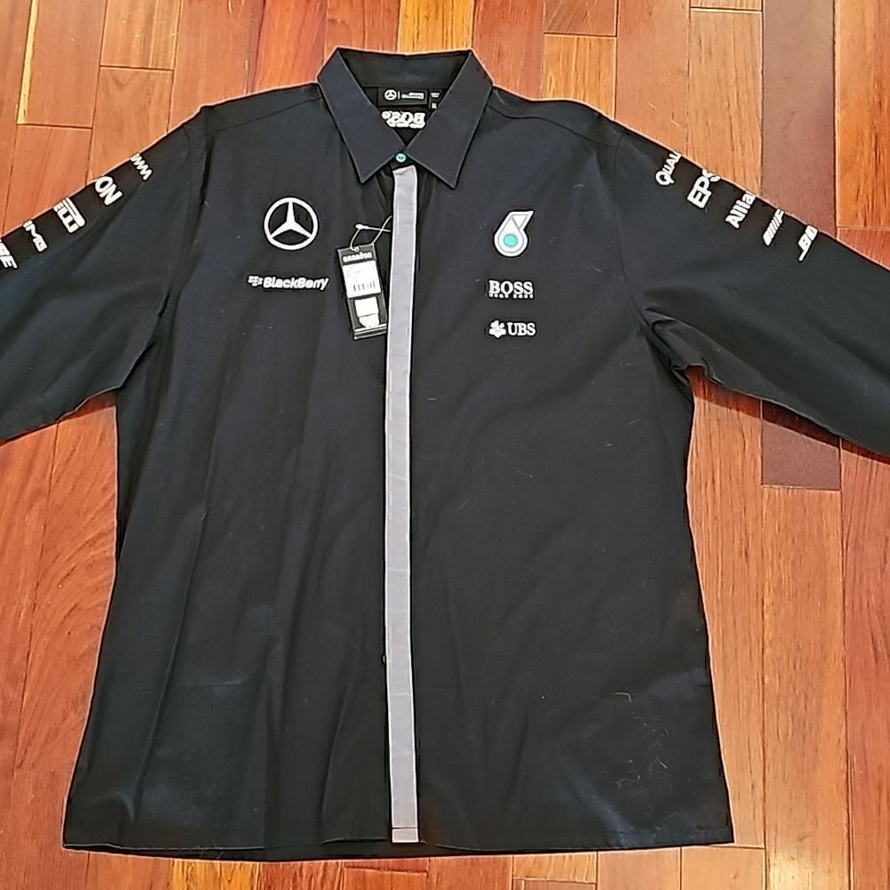 Mens Longsleeve Dress Shirt Team Petronas AMG Race Car F1 Formula One Mercedes